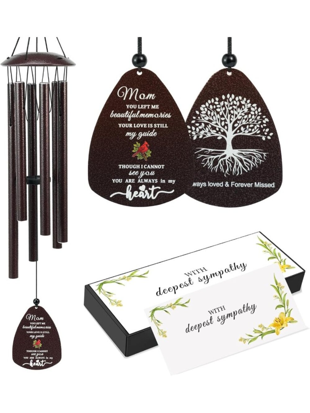 Large 32" Sympathy Wind Chimes for Loss of Mother | Deep Tone Memorial Gift